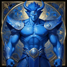 symmetry!! portrait of blue akuma, street fighter, global illumination!! intricate, elegant, highly detailed, digital painting, artstation, concept art, smooth, sharp focus, illustration, art by artgerm and greg rutkowski and alphonse mucha