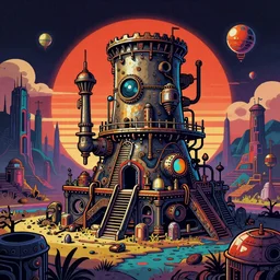 the game factorio, steampunk art, psychedelic art, trending on artstation