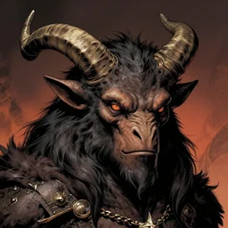 still from 3 0 0 of a head and shoulders portrait, bugbear, horns, d & d, high fantasy, by donato giancola, comic book cover