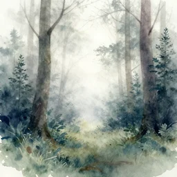 watercolor foggy forrest