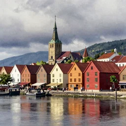 Old Town Stavanger, watercolor