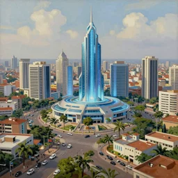 nigeria lagos futuristic painting of the city with enhance technology large view
