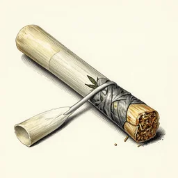 dissection of a cannabis joint, vintage textbook illustration