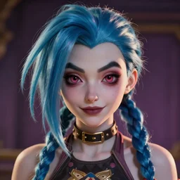 face of jinx from arcane, centered, symmetrical, artgerm, artstation