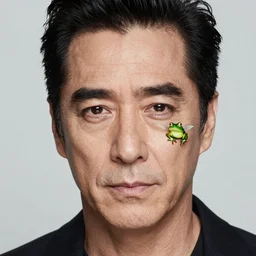 a close - up portrait photo of steve buscemi frog fly by erwin olaf, make - up art and styling by takahashi murakami