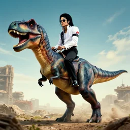 michael jackson riding a velociraptor