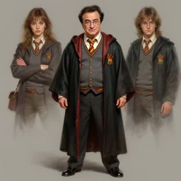 full body portrait of danny devito as as Harry Potter, fantasy, highly detailed, digital painting, artstation, concept art, sharp focus, illustration, art by artgerm and Anna Dittmann and Ilya Kuvshinov