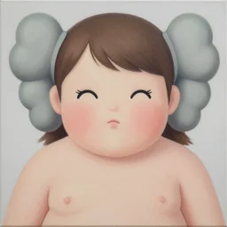 cute fat woman by shusei nagaoka kaws david rudnick airbrush on canvas pastell colors cell shaded 8 k