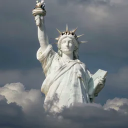 large white cloud in the shape of a statue