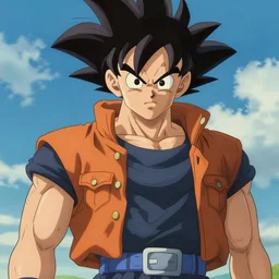 an epic anime of a man super sayayin, big jacket, ghibli, unreal 5, octane render, rpg portrait, dynamic lighting, epic, epic anime, 2 d