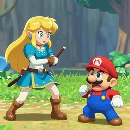 ganon fighting princess zelda and super mario luigi cries