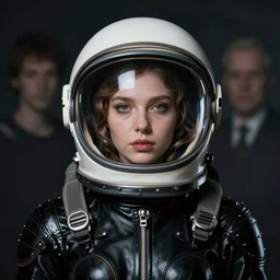 portrait An astronaut girl wearing helmet with black latex suit, Edward Hopper and James Gilleard, Zdzislaw Beksinski, Mark Ryden, Wolfgang Lettl highly detailed