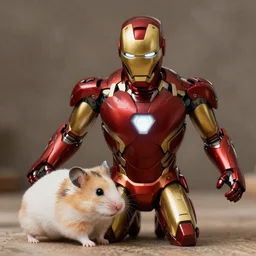 “A still from Marvel Iron Man, with Iron Man as a hamster”