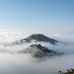 mysterious landscape built on the clouds above a mountain