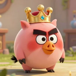 A Realistic Photo Of The King Pig From Angry Birds