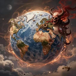 a world that resembles heaven and hell, digital art