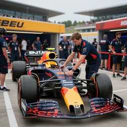 red - bull - mechanic working, formula 1, paddock, style by kienan lafferty knkl