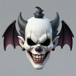 3d sculpt of an evil clown face with bat wings, skull, artstation, digital illustration