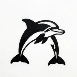 a symbol of a dolphin in the style of banksy, white background, black and white, simple design, tagging, extremely detailed, 4 k