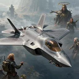 a f-35 trimaran, sci-fi, cyberpunk, fantasy, intricate, highly detailed, hyperrealistic render, digital painting, artstation, CGSociety, epic lighting, concept art, sharp focus, art by joseph cross, Erik Kangas, greg rutkowski, Ryoji, and syd mead