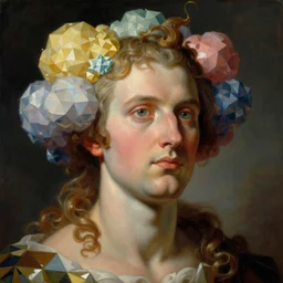 baroque neoclassicist sci - fi close - up portrait of man becoming geometric colorful puffy cartoon clouds. reflective detailed textures. studio lighting, dark background. highly detailed fantasy science fiction painting by, moebius, norman rockwell, frank frazetta, and syd mead. high contrast. artstation