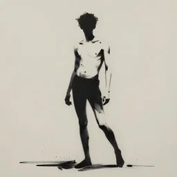 street - art minimal thick paint brush strokes of a thin athletic male physique in style of banksy, minimalist line art, beautiful, flowing brush strokes, matte paint colors, digital art trending on artstation