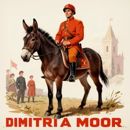 A retro soviet propaganda poster for a mule, by Dmitrii Moor, by Georgii Kibardin, by Valentina Kulagina, trending on artstation