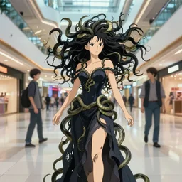 demigoddess, in empty midtown mall, snake entwined hair, martin schoeller, oleg bulakh, id magazine, epic scene, soft neon dynamic lighting, intricate, detailed, makoto shinkai, takashi takeuchi, studio ghibli, akihiko yoshida, sharp focus, photoreal, 8 k