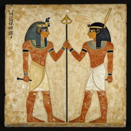 an ancient Egyptian painting of two people