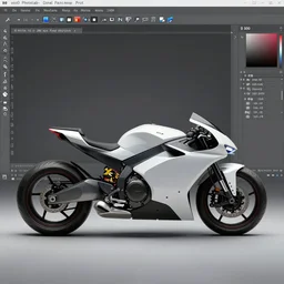 futuristic motorbike designed by Apple, XF IQ4, 150MP, 50mm, f/1.4, ISO 200, 1/160s, natural light, Adobe Photoshop, Adobe Lightroom, DxO Photolab, Corel PaintShop Pro, rule of thirds, symmetrical balance, depth layering, polarizing filter, Sense of Depth, AI enhanced
