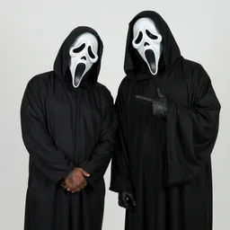 Ghostface Killa vs Ghostface wearing a long black robe and a freaky white mask