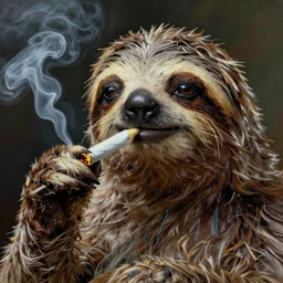 ultra realistic portrait painting of a stoner as a sloth smoking a lit joint, art by frank frazetta, 4 k, ultra realistic, highly detailed, epic lighting