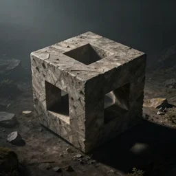 a tesseract, dramatic lighting, muted colors, deep shadows