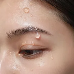 closeup of sweating forehead with sweat on it, big drops of sweat, big beads of sweat, sweat drops, airbrush painting, forehead only, by Hajime Sorayama, trending on artstation, beautiful lighting, sharp, details, hyper-detailed, HD, HDR, 4K, 8K