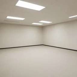 an empty office space with off - white stained carpet and wallpaper, fluorescent lights, strangely placed walls, liminal space, craigslist photo