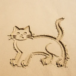 cat made from sand