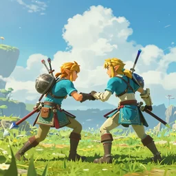 cloud strife fighting link in hyrule breath of the wild