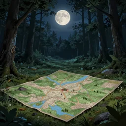 a moonlit clearing in the woods, ttrpg gridless map, beautiful, 8 k, high quality digital art n - 9