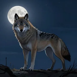 An image of werewolf at night with full moon in style of Jakub Różalski, digital art, artstation