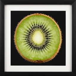 framed art of a kiwi bird inside of a kiwi fruit