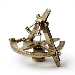 obsidian sextant, commercial catalog photo, isolated on a pure white background, centered, entire object in frame, sharp focus, soft studio lighting