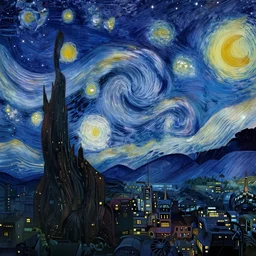 landscape of a starry night sky with a cyberpunk steampunk city in the distance, detailed clouds, high details, lineart, by vincent di fate, etching, inking, screen print, masterpiece, trending on artstation, sharp, high contrast, hyper - detailed, hd, 4 k, 8 k