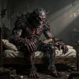 monster under a bed with someone sleeping on it, scary, uncanny valley