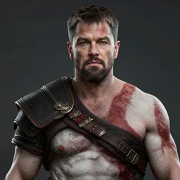 Matt Damon in God of War 4, sigma male, rule of thirds, movie poster with no text, award winning photo, unreal engine