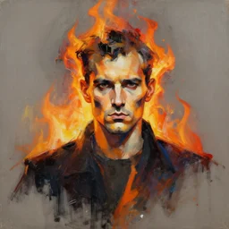 An abstract matte painting of a man on fire portrait. zdzislaw beksinski, ArtStation, CGSociety, Unreal Engine