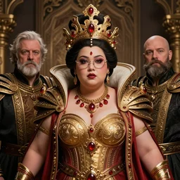 portrait, mei from overwatch as the queen of an ancient civilization, by diego gisbert llorens and donato giancola, regal, chubby, dramatic lighting, intricate, hyper realistic, ultradetailed, centered, cinematographic, glasses