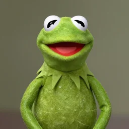 solemn portrait of Kermit the frog by Dave McKean