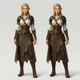 character outfit concept of fantasy female elf ranger, trending on artstation, highly detailed