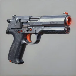 painting of a futuristic laser pistol by kelly freas