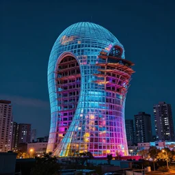 unfinished building by eero saarinen, made of glass gem thermal imaging laser dieselpunk liberty city neon noir forest at dusk nightvision, archdaily, wallpaper, highly detailed, trending on artstation.